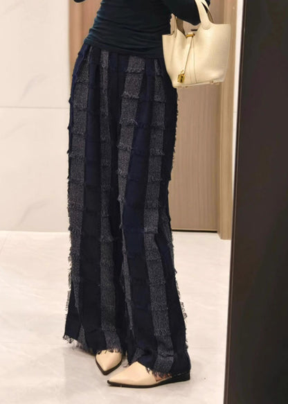 Cotton Pants Striped Tasseled Fall Stylish Grey