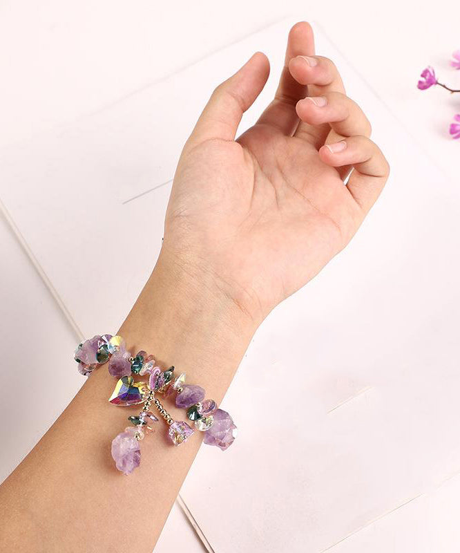 Pearl Light Purple Charm Crystal Bracelet Asymmetrical Stylish
