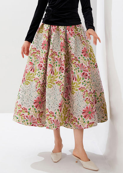 Stylish Multi Embroidered Zippered High Waist Cotton Skirts Fall AM1025