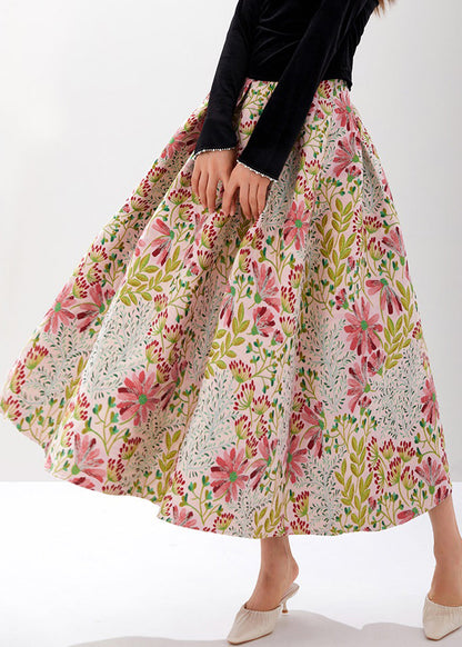 Stylish Multi Embroidered Zippered High Waist Cotton Skirts Fall AM1025