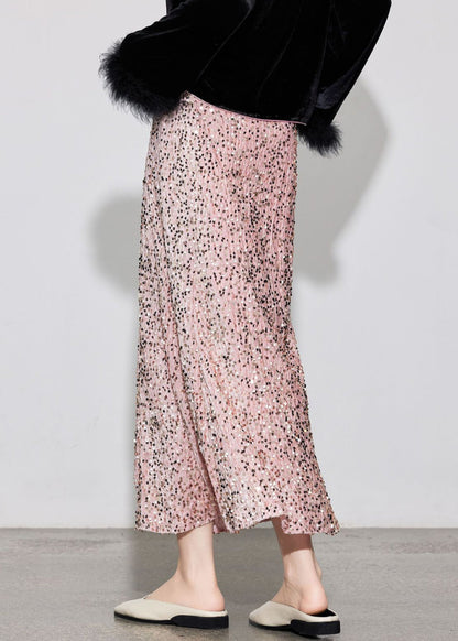 Elastic Skirt Silk Spring Stylish Sequins Velvet Waist Purple