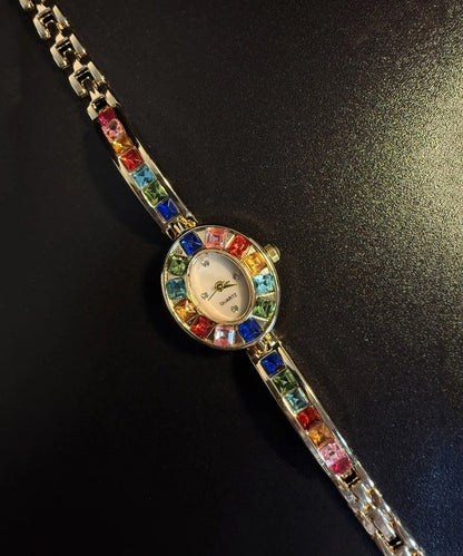 Alloy Rainbow Gem Zircon Watches Stone Stylish