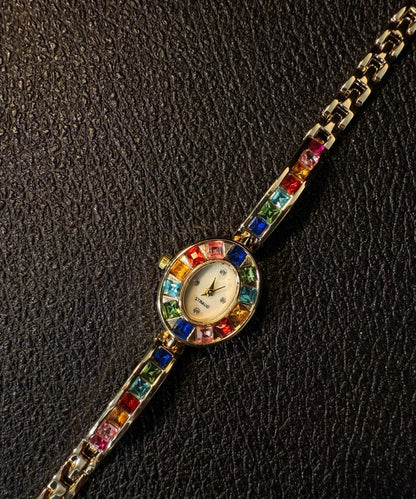 Alloy Rainbow Gem Zircon Watches Stone Stylish