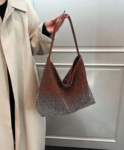 Sac à main élégant et polyvalent en zircon marron de grande capacité GG071