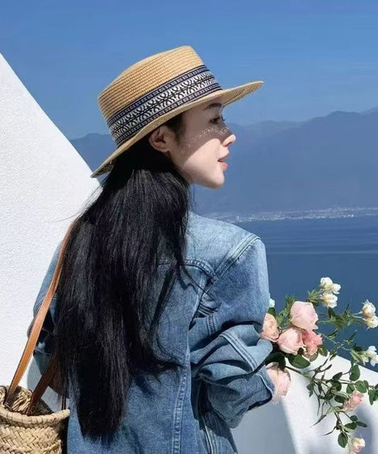 Khaki Straw Cloche Stylish Hat Versatile Woven