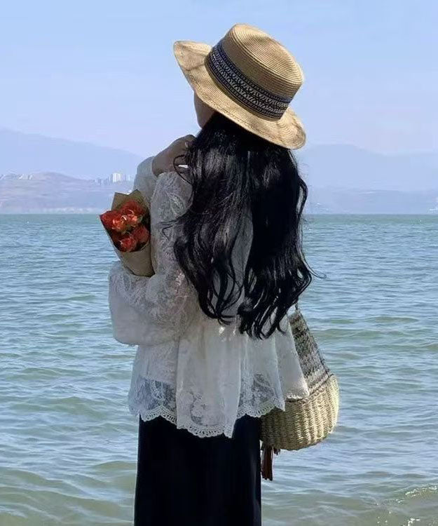 Khaki Cloche Woven Straw Hat Versatile Stylish