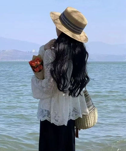 Khaki Cloche Woven Straw Hat Versatile Stylish