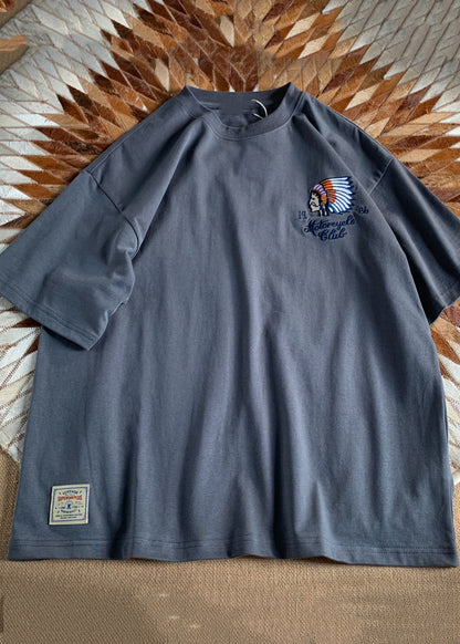 T Men Stylish Embroideried O-Neck Summer Cotton Shirt White