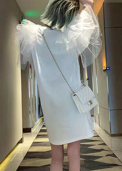 Stylish T Original Shirt Print Cotton Patchwork Design White