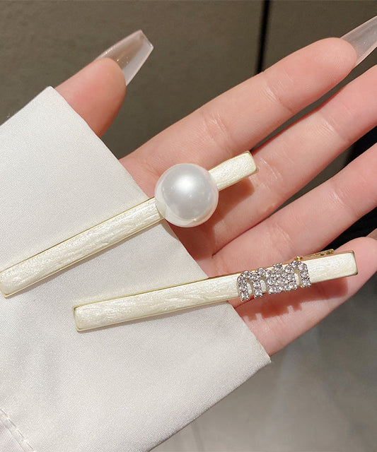 Zircon White Alloy Stylish Pearl Hairpin