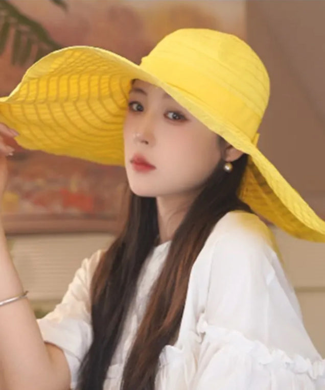 Summer Breathable Sun Beige Large Hat Brim