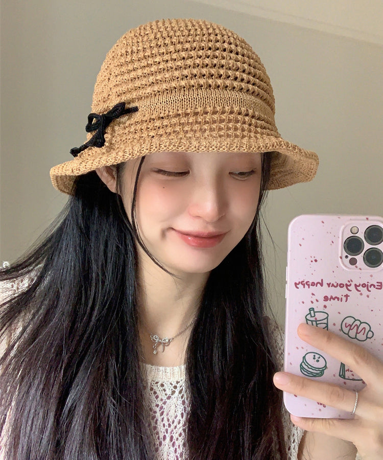 Eave Sunshade Hollow Hat Camel Summer Bow Bucket Large