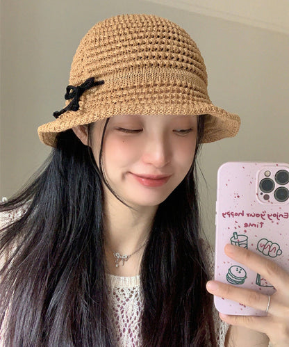 Eave Sunshade Hollow Hat Camel Summer Bow Bucket Large