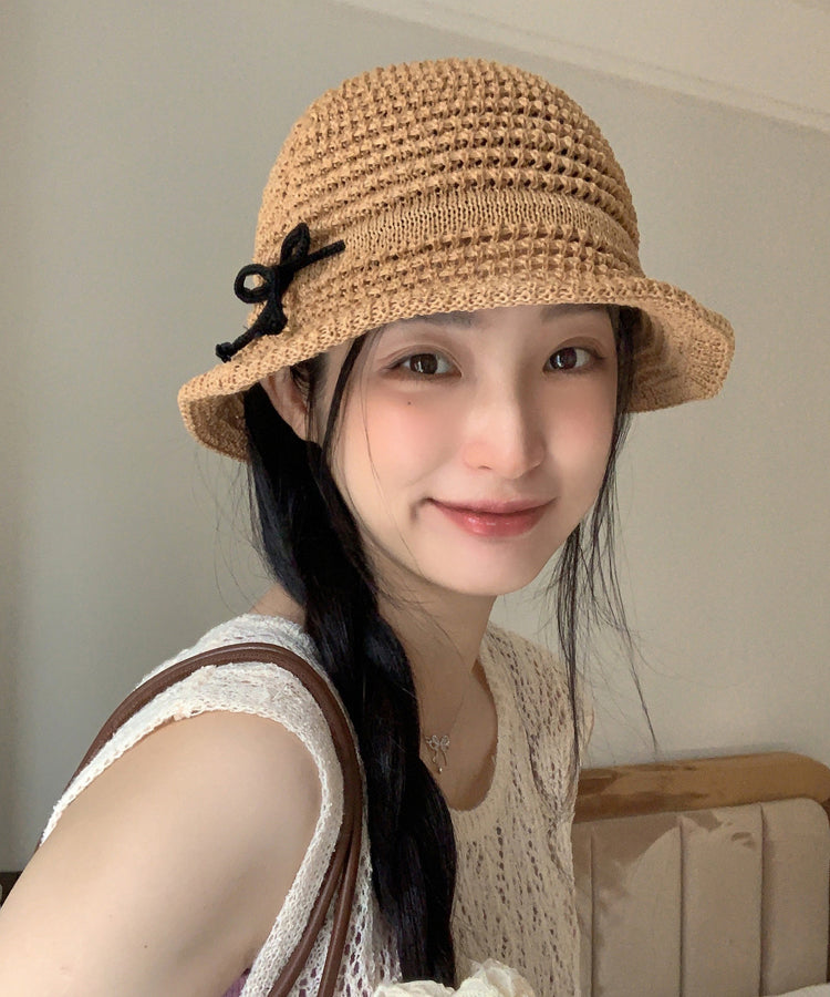 Eave Sunshade Hollow Hat Camel Summer Bow Bucket Large