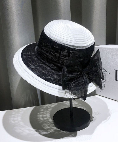 Summer Black Fashion Lace Bow Bucket Tulle Hat