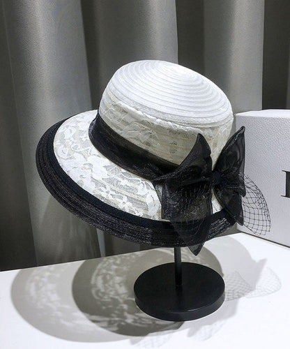 Summer Black Fashion Lace Bow Bucket Tulle Hat