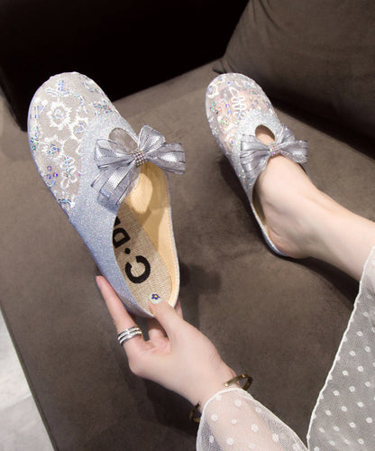 Summer Flat Mesh Bow Slide Gold Sandals New Breathable