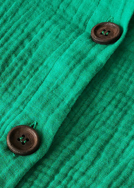 Tea Cotton Button Oversized Two Pieces Set Green Summer