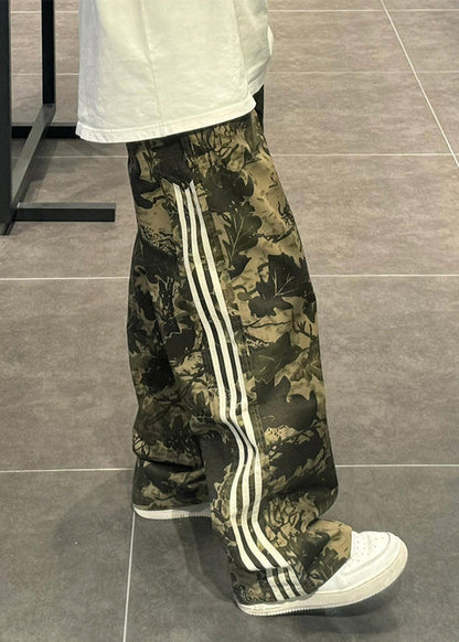 Green Trousers Pants Cotton Army Print Oversized Unique Mens