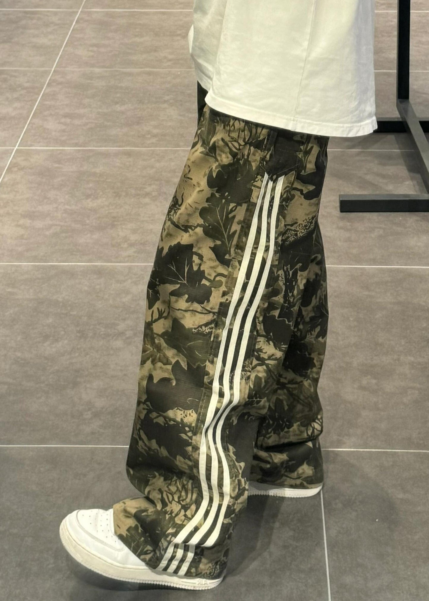 Green Trousers Pants Cotton Army Print Oversized Unique Mens