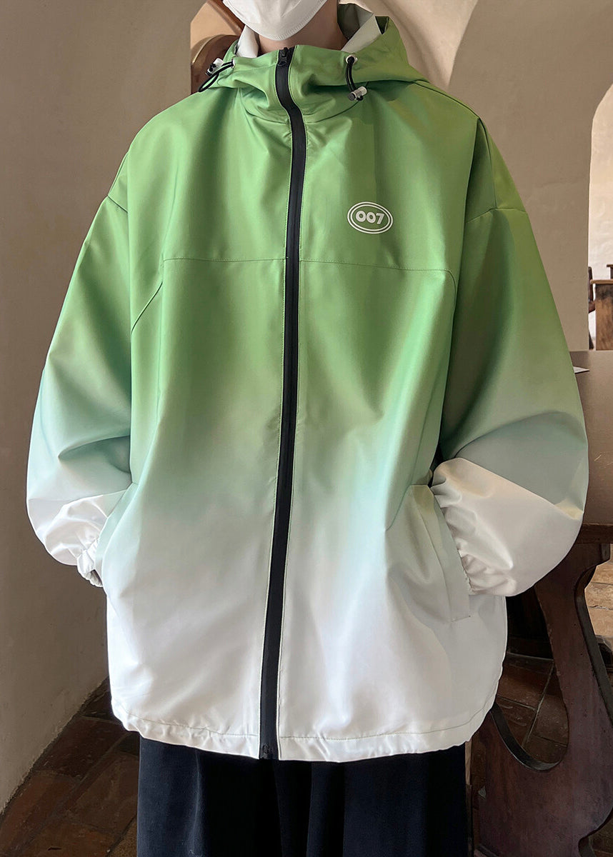 Coat Black Pockets Gradient Men Unique Cotton Color Spring Hooded