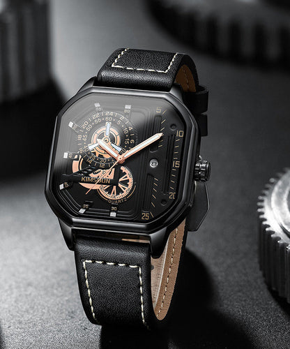 Watches Leather Unique Noctilucent Quartz Black Movement