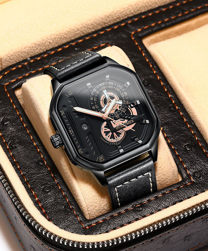 Watches Leather Unique Noctilucent Quartz Black Movement