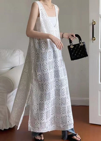 Hollow Out Oversized Black Lace Dress Unique Sleeveless