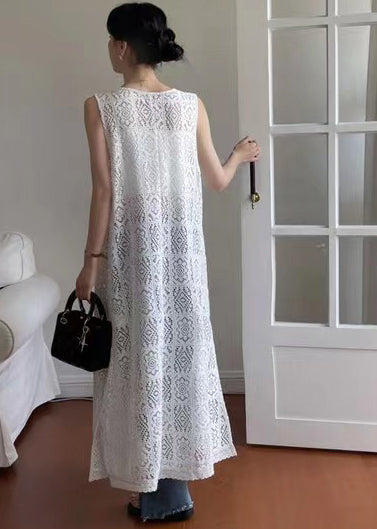 Hollow Out Oversized Black Lace Dress Unique Sleeveless