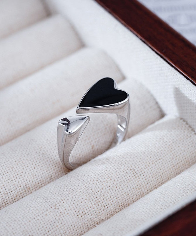 Rings Silver Sterling Open Love Unique Black