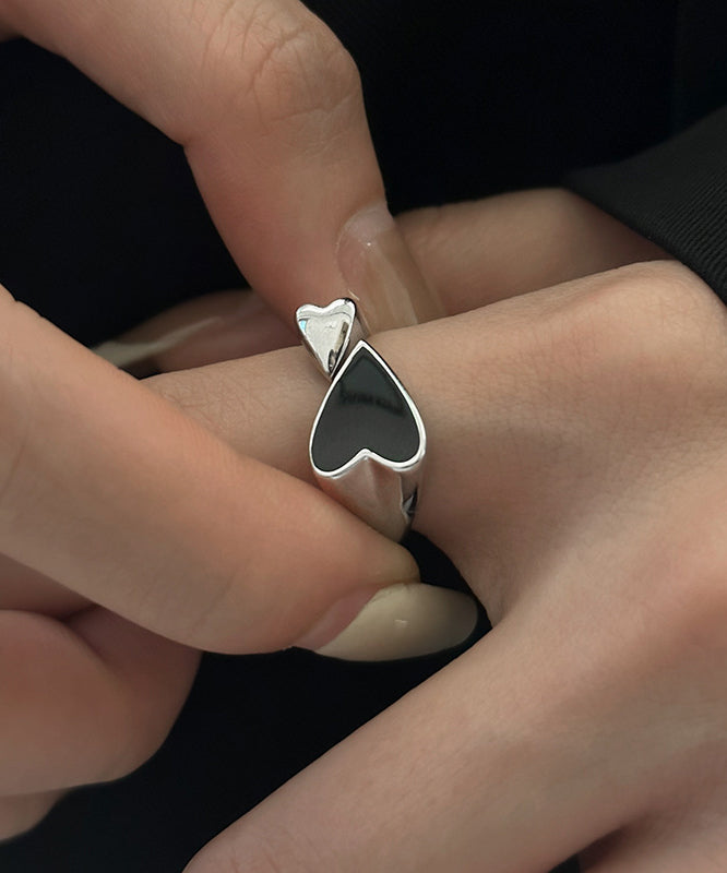 Rings Silver Sterling Open Love Unique Black