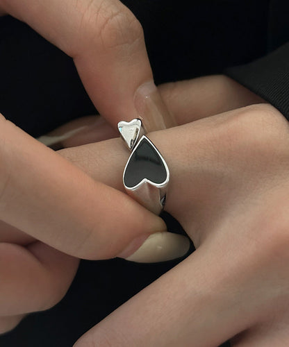 Rings Silver Sterling Open Love Unique Black