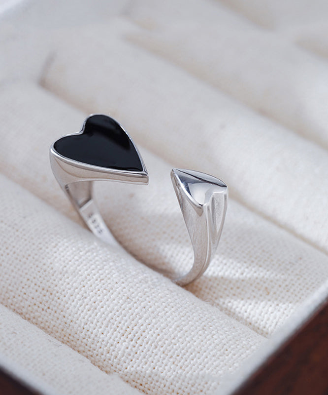 Rings Silver Sterling Open Love Unique Black