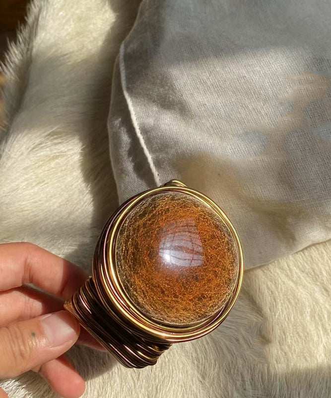 Unique Metal Wrap Alloy Cuff Brown