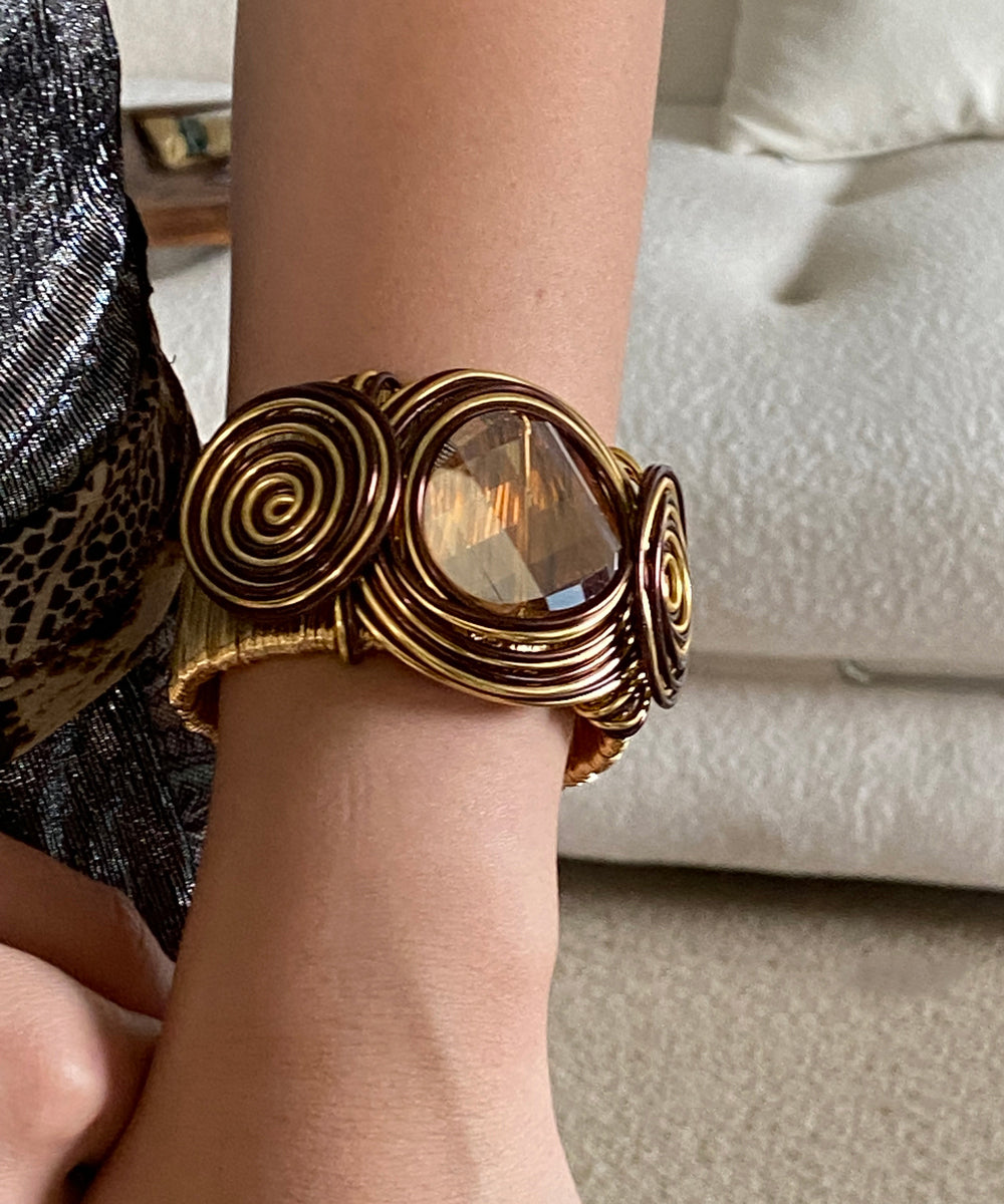 Unique Metal Wrap Alloy Cuff Brown