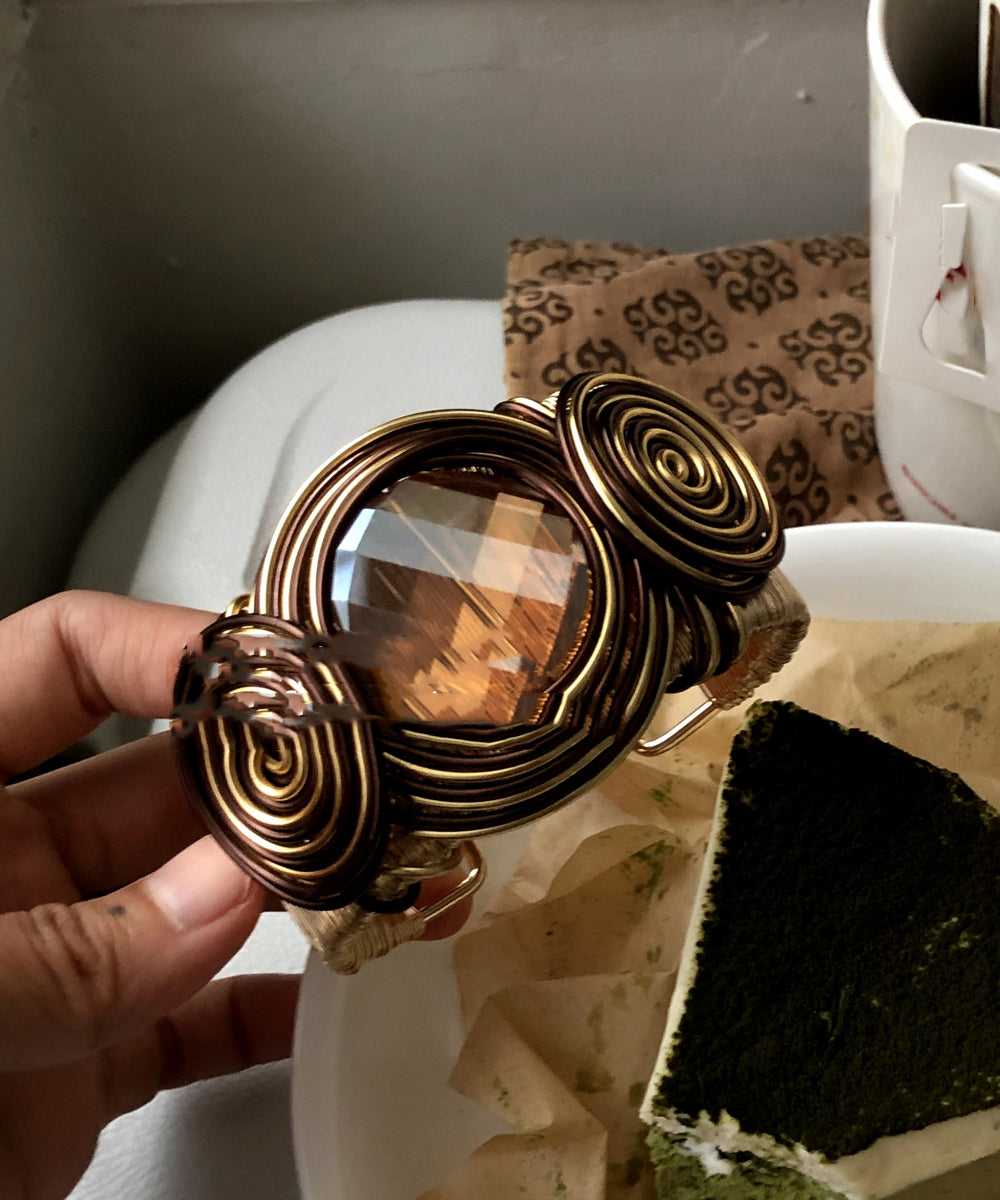 Unique Metal Wrap Alloy Cuff Brown