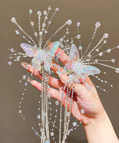 Unique Champagne Acrylic Butterfly Tassel Girls Hairpin YG031