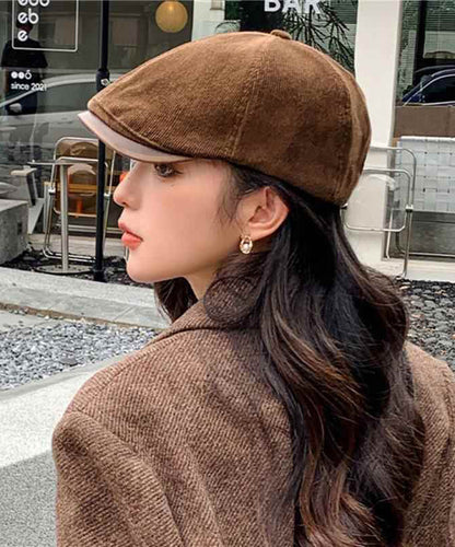 Coffee Fashion Hat Corduroy Unique Versatile Breton