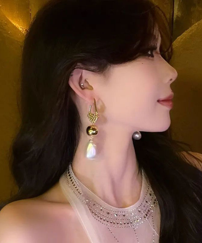 Gold Unique Pearl Overtild Tassel Sterling Earrings Drop Silver