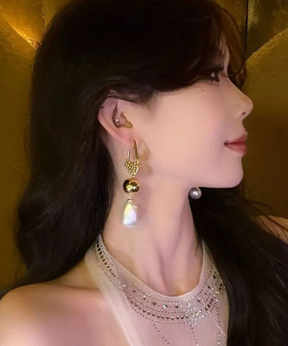 Gold Unique Pearl Overtild Tassel Sterling Earrings Drop Silver