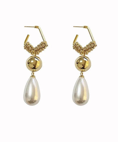 Gold Unique Pearl Overtild Tassel Sterling Earrings Drop Silver