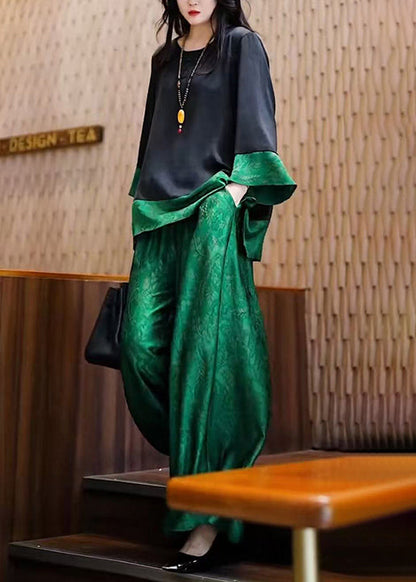 Silk Unique Patchwork Set Oversized Piece Peacock Green Two