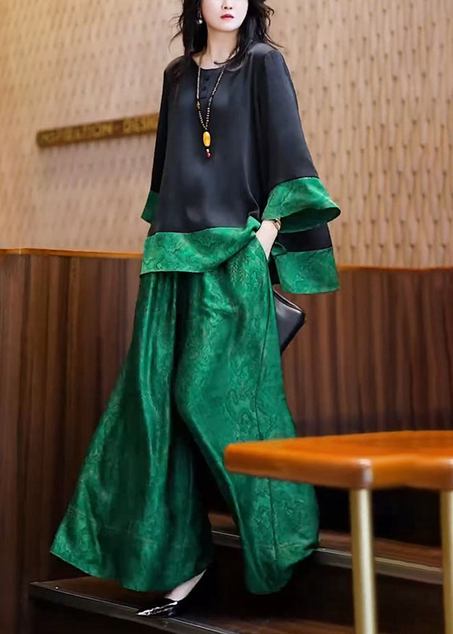 Silk Unique Patchwork Set Oversized Piece Peacock Green Two