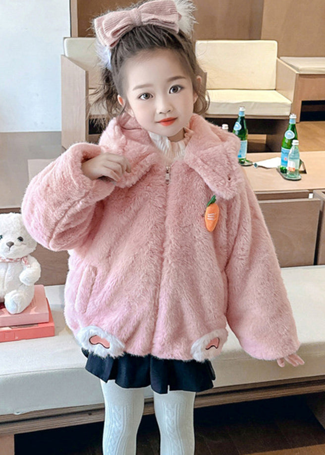 Unique Pink Carrot Mink Velvet Thick Girls Hoodie Coat Winter WL030