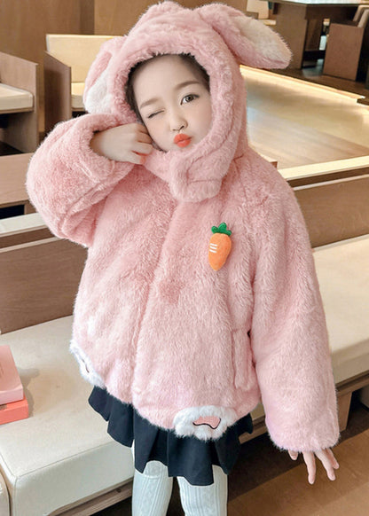 Unique Pink Carrot Mink Velvet Thick Girls Hoodie Coat Winter WL030