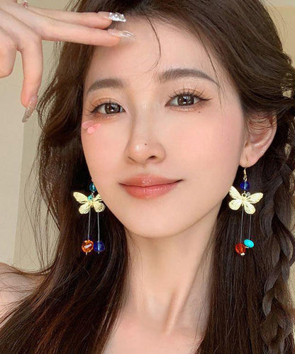 Butterfly Alloy Asymmetrical Unique Rainbow Earrings Crystal Drop