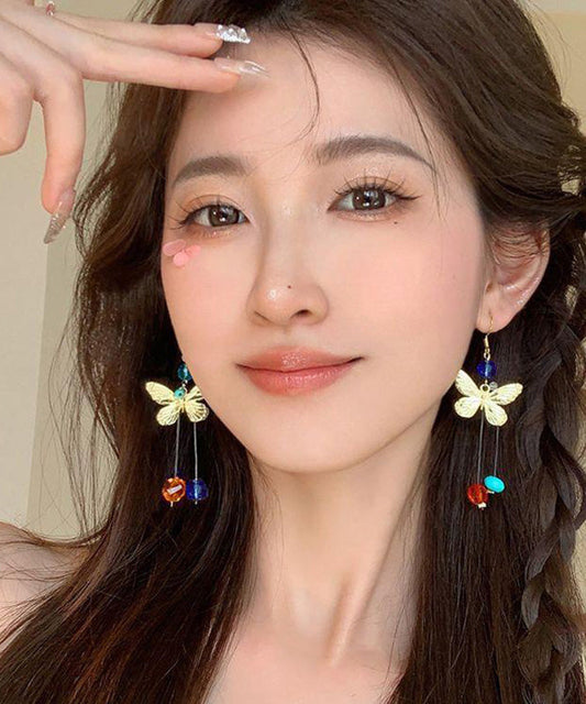 Butterfly Alloy Asymmetrical Unique Rainbow Earrings Crystal Drop