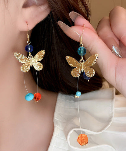 Butterfly Alloy Asymmetrical Unique Rainbow Earrings Crystal Drop