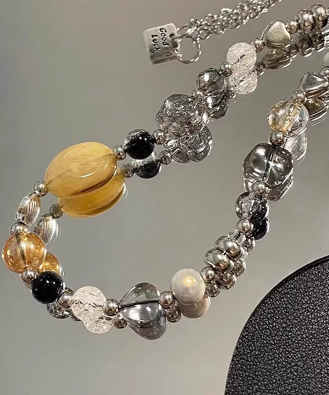 Stone Flower Gem Obsidian Rainbow Chain Phone Unique Camellia