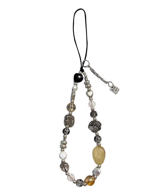 Stone Flower Gem Obsidian Rainbow Chain Phone Unique Camellia